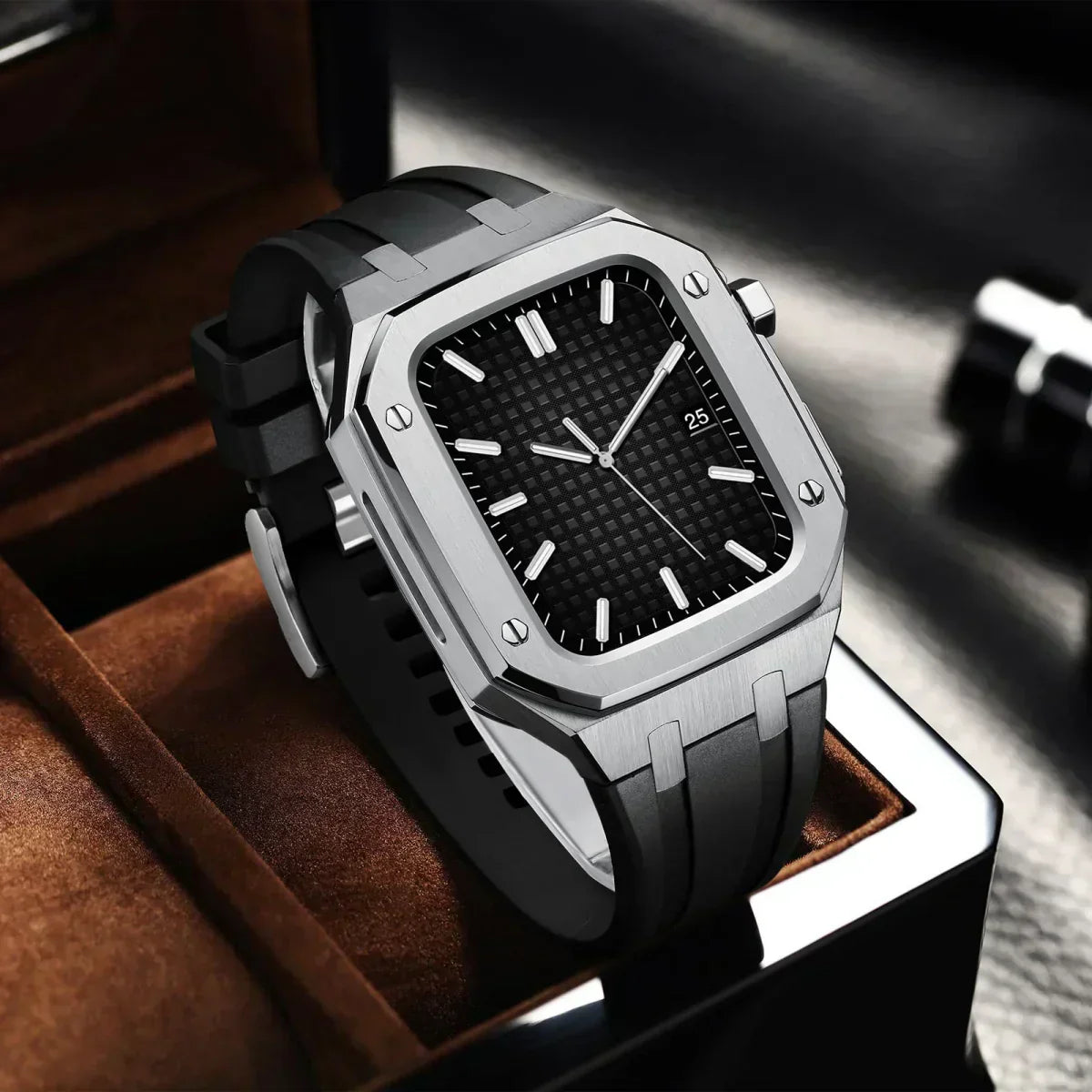 Durable Silicone and Stainless Steel Apple Watch Case