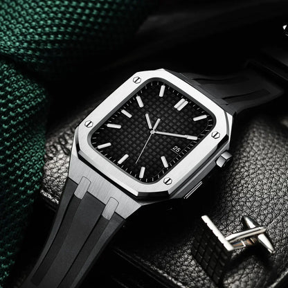Durable Silicone and Stainless Steel Apple Watch Case