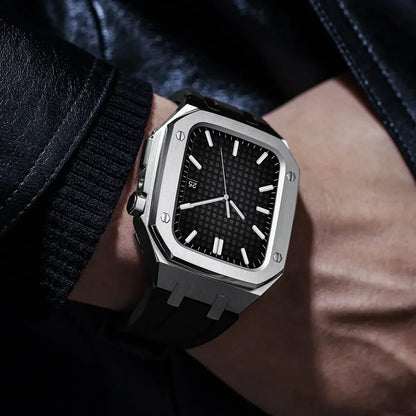 Durable Silicone and Stainless Steel Apple Watch Case