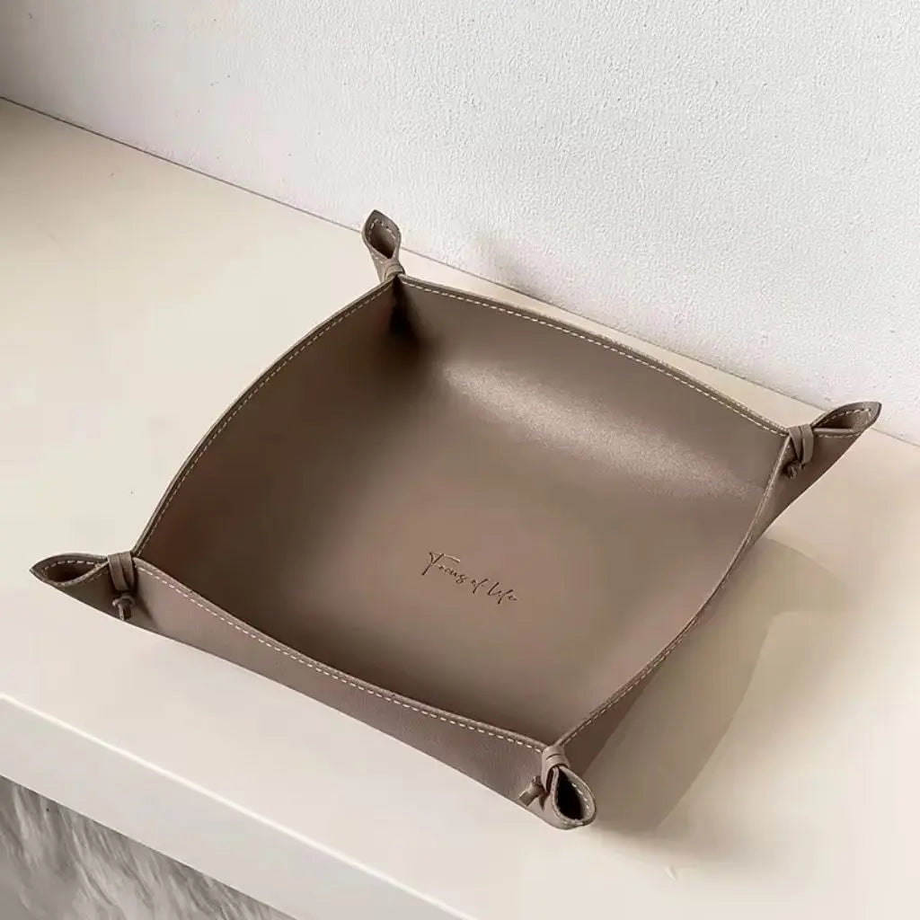 leather storage organizer laying flat for travel packing, ideal for business trips and home use