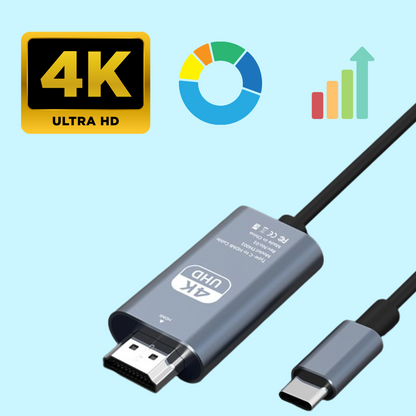Fast USB-C to HDMI Adapter, 4K HD Video Cable - Lusomart