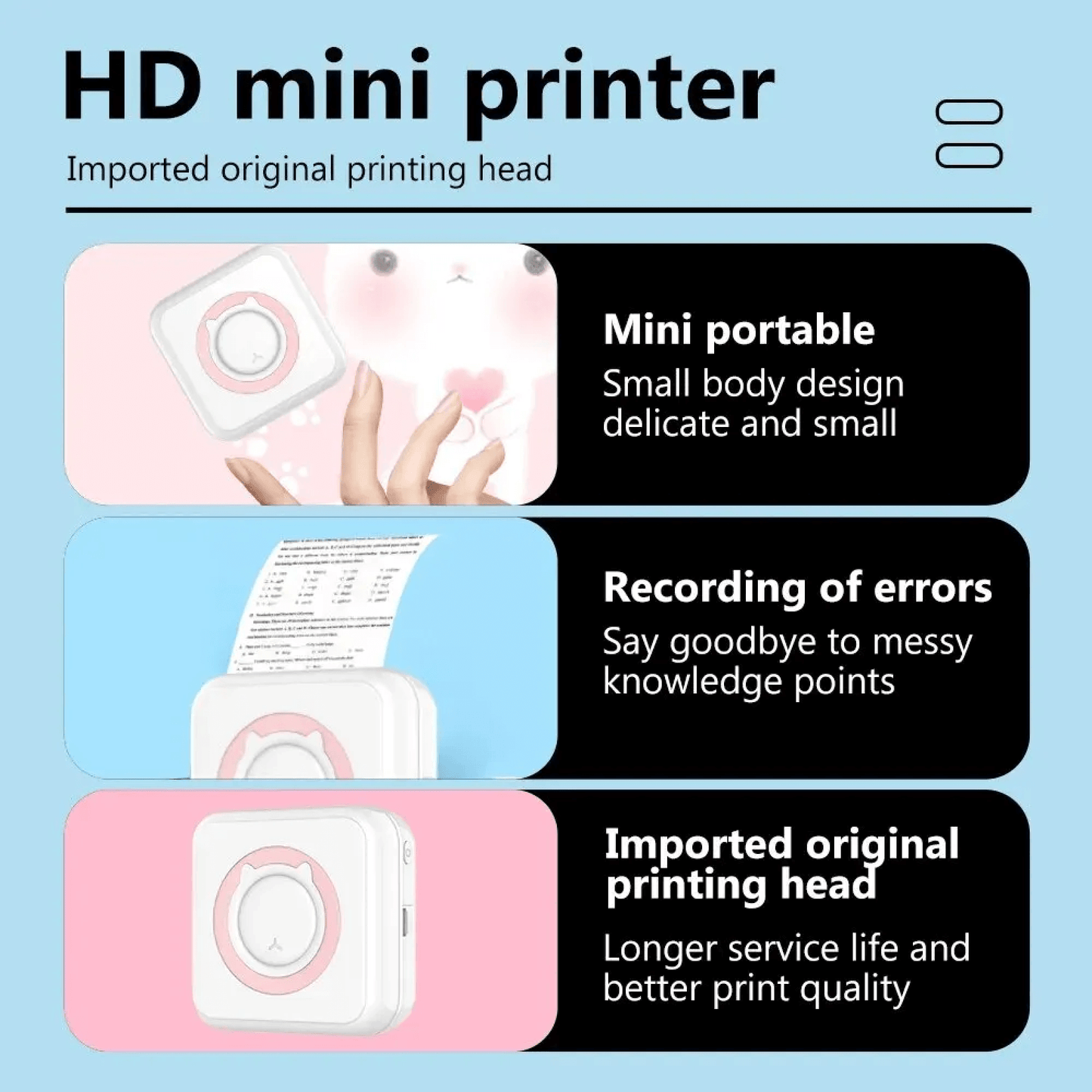 Portable Compact Bluetooth Sticker Photo Printer