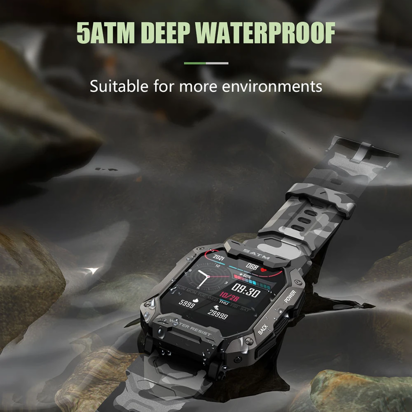 Rugged Outdoor Tactical Smartwatch With Long Lasting Battery