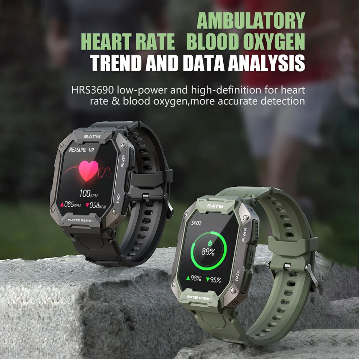 Rugged Outdoor Tactical Smartwatch With Long Lasting Battery