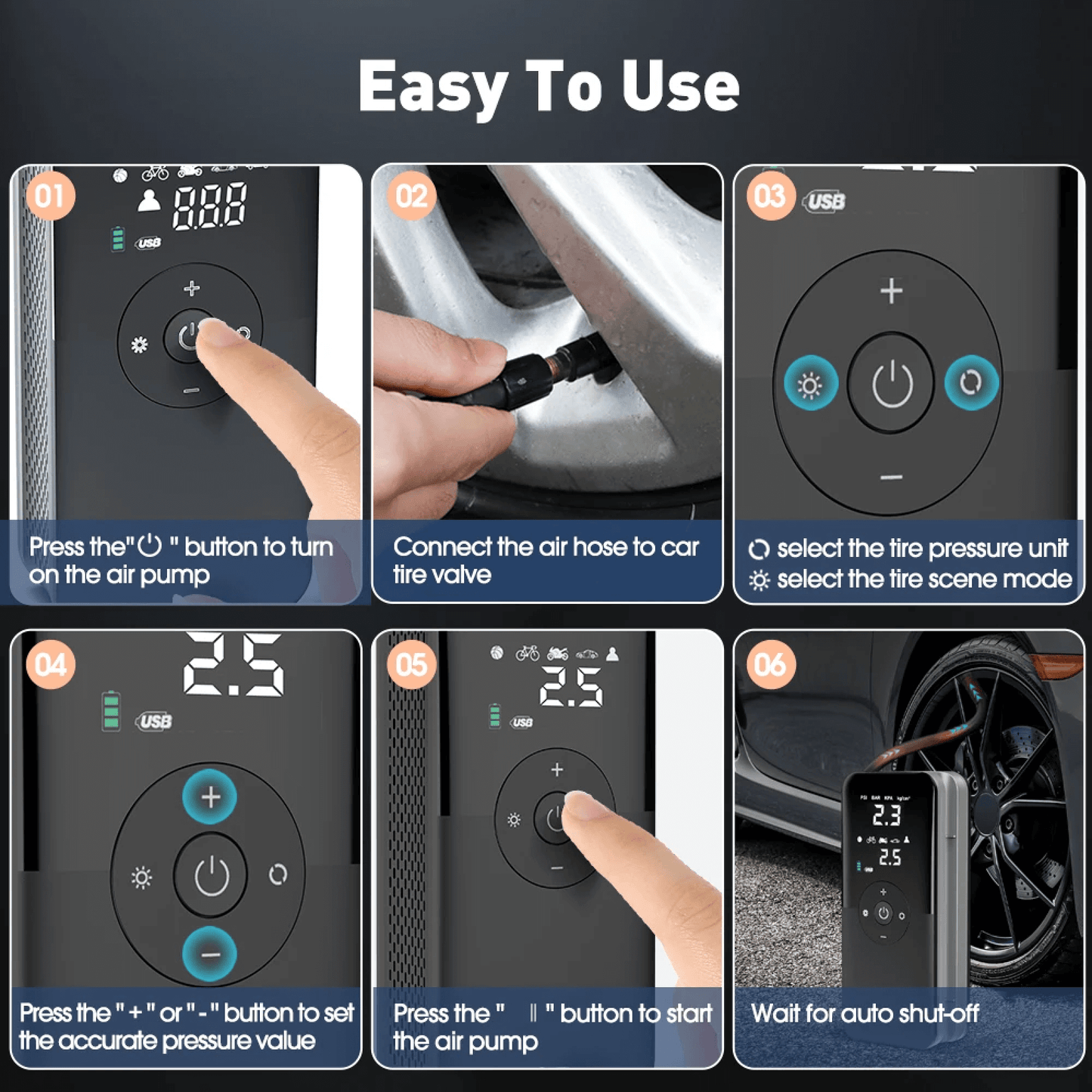 Portable Air Compressor Tire Pump for Cars and SUVs