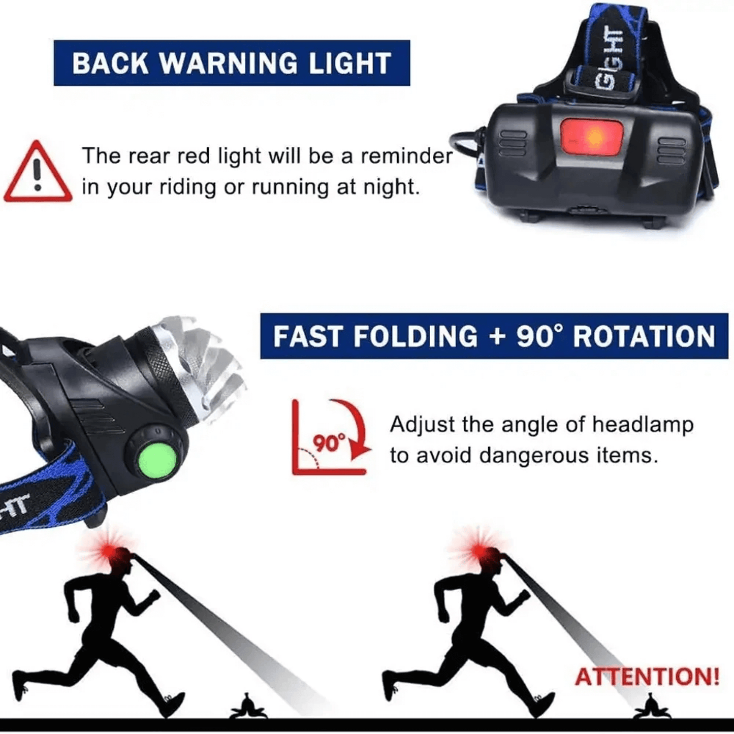 Bright LED Rechargeable Waterproof Head Light