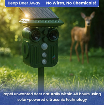 Outdoor Solar Powered Deer Repellent, 5 Modes, Waterproof