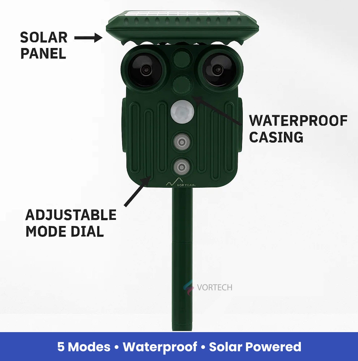 Outdoor Solar Powered Deer Repellent, 5 Modes, Waterproof