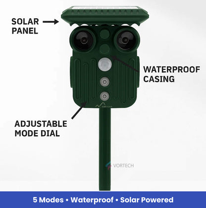Outdoor Solar Powered Deer Repellent, 5 Modes, Waterproof
