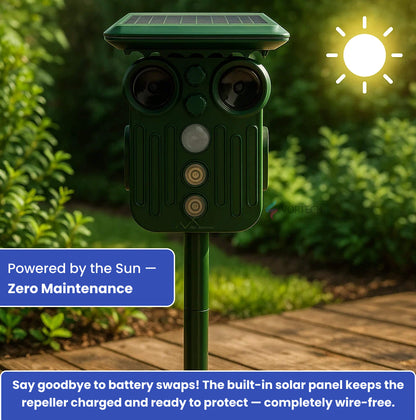 Outdoor Solar Powered Deer Repellent, 5 Modes, Waterproof