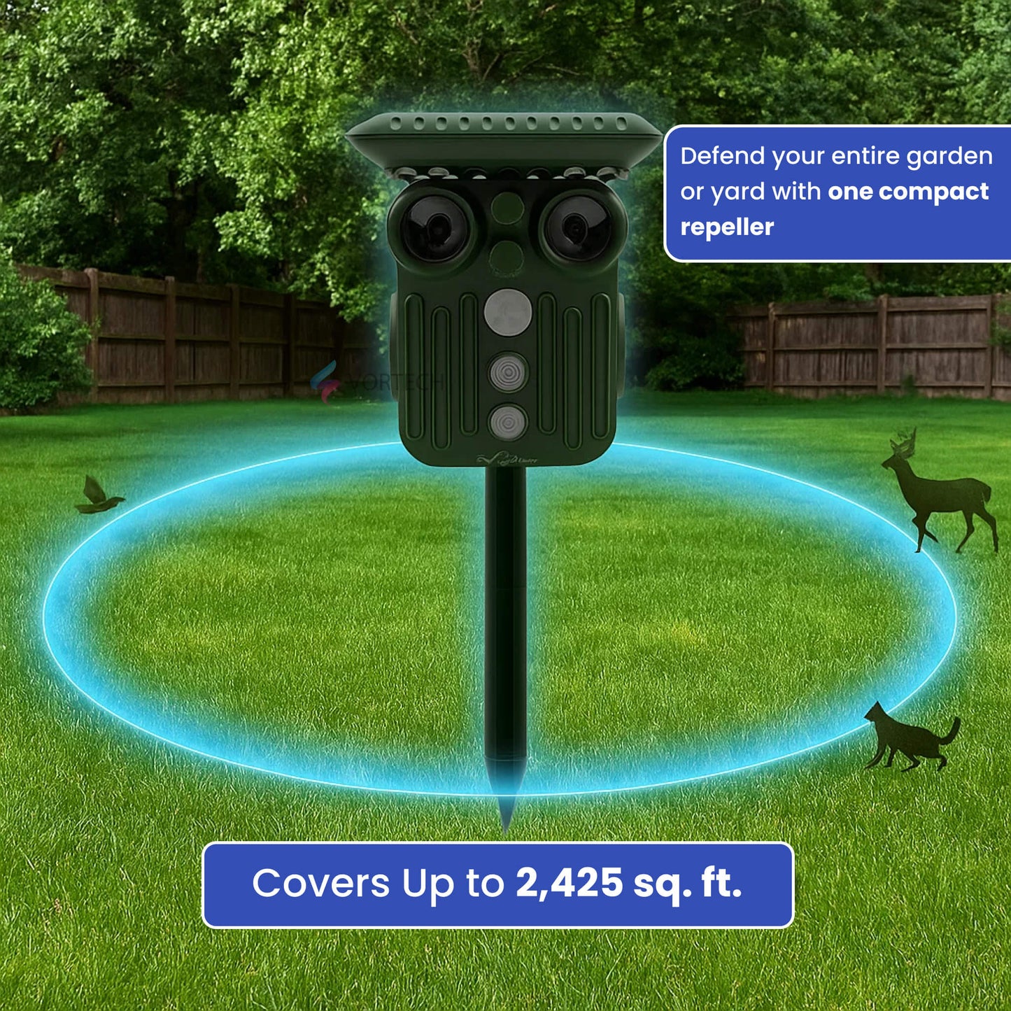 Outdoor Solar Powered Deer Repellent, 5 Modes, Waterproof