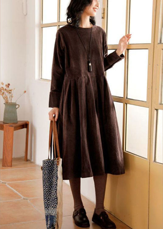 Navy Plus Size Corduroy A-Line Dress With Pockets