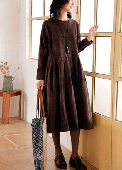 Navy Plus Size Corduroy A-Line Dress With Pockets