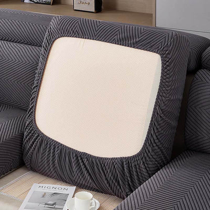 Plush Fitted Chenille Sofa Slipcover in Herringbone Pattern