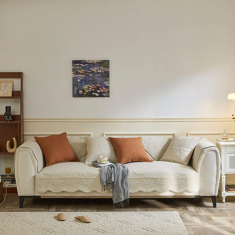 Natural Woven Cotton Sofa Throw Cover 70x70cm
