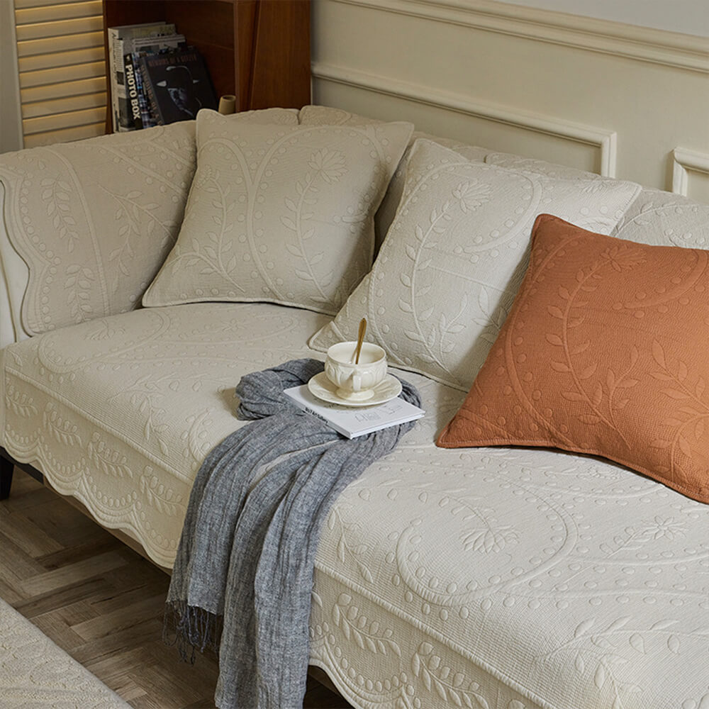 Natural Woven Cotton Sofa Throw Cover 70x70cm