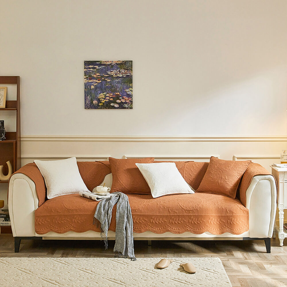 Natural Woven Cotton Sofa Throw Cover 70x70cm