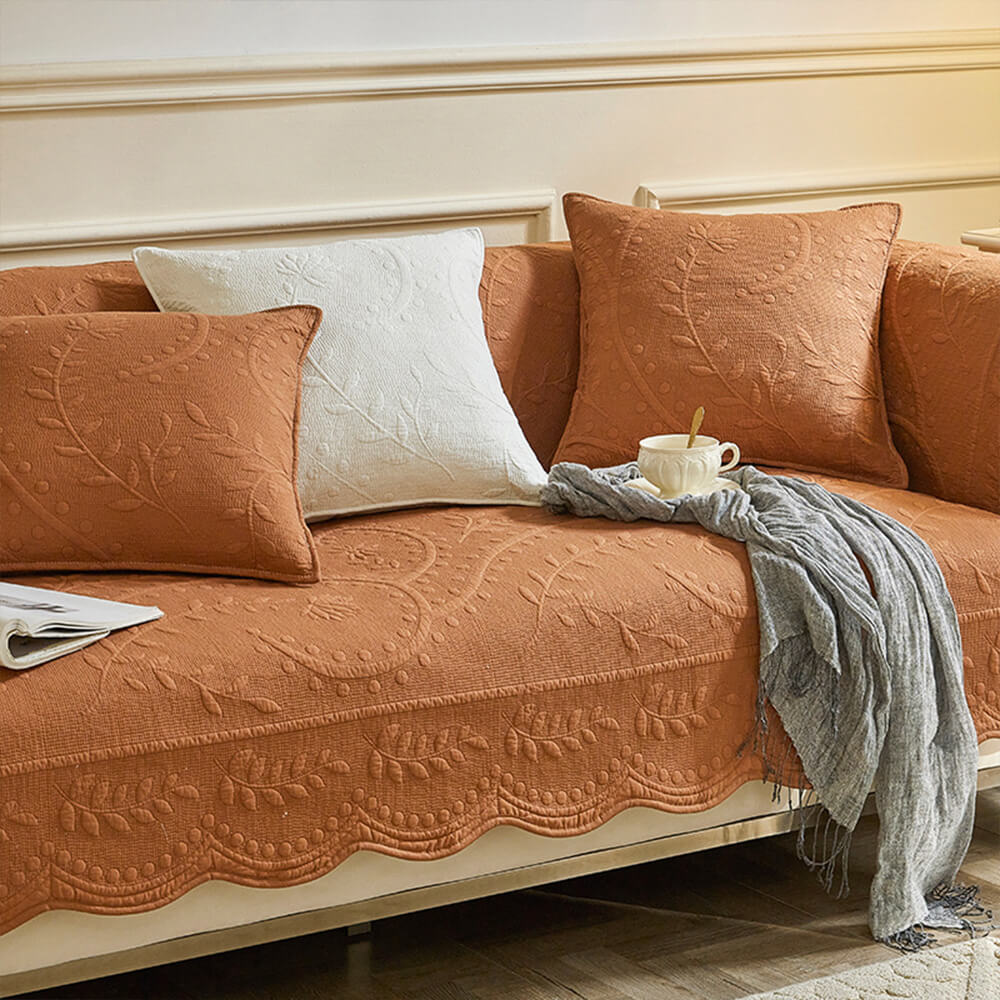 Natural Woven Cotton Sofa Throw Cover 70x70cm - Lusomart