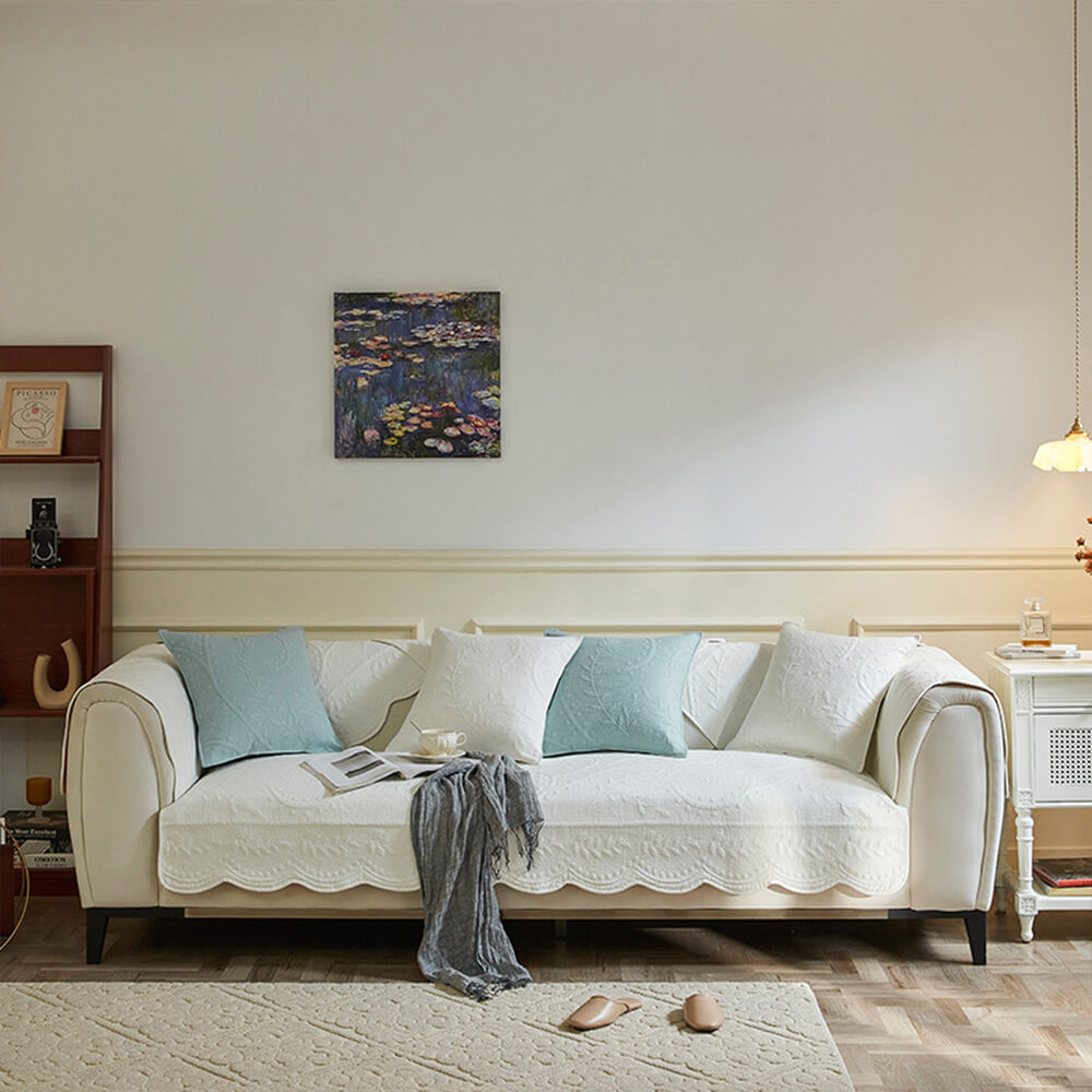 Natural Woven Cotton Sofa Throw Cover 70x70cm