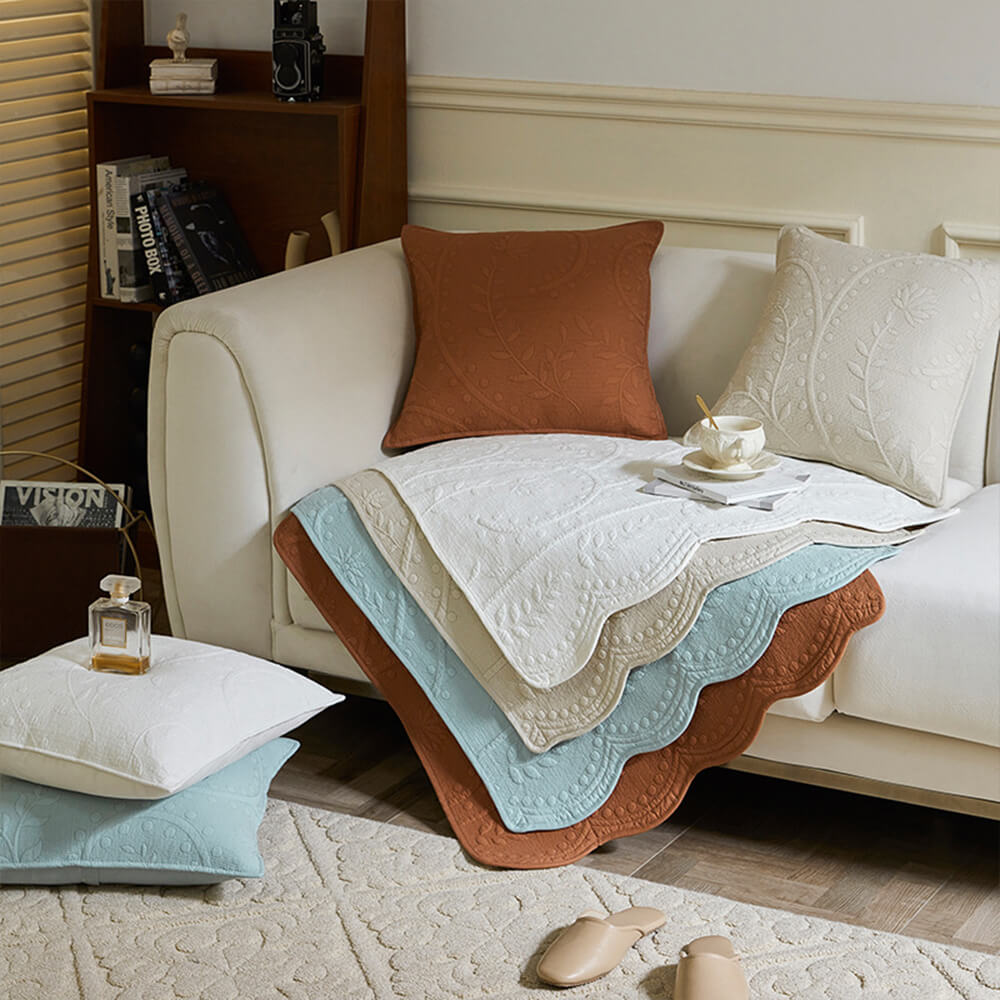 Natural Woven Cotton Sofa Throw Cover 70x70cm