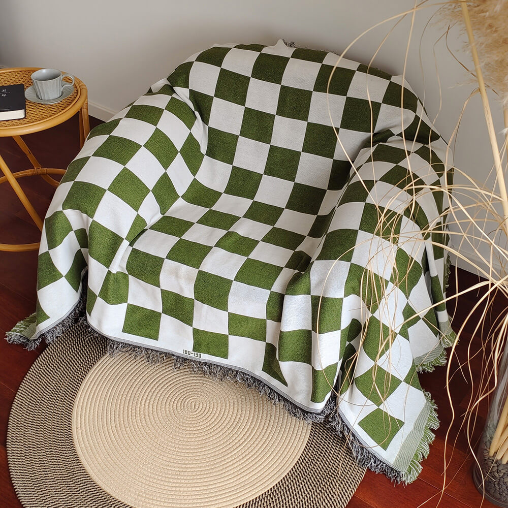 Plaid Geometric Edge Throw Sofa Cover Blanket