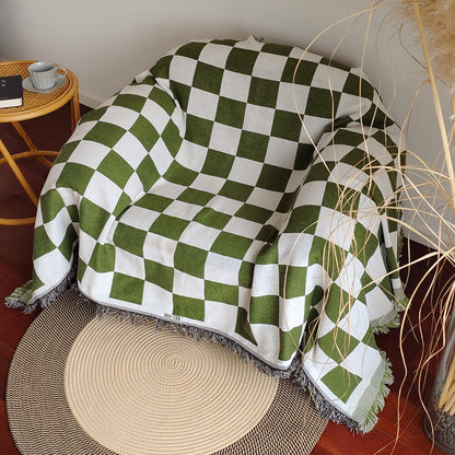 Plaid Geometric Edge Throw Sofa Cover Blanket
