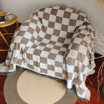 Plaid Geometric Edge Throw Sofa Cover Blanket