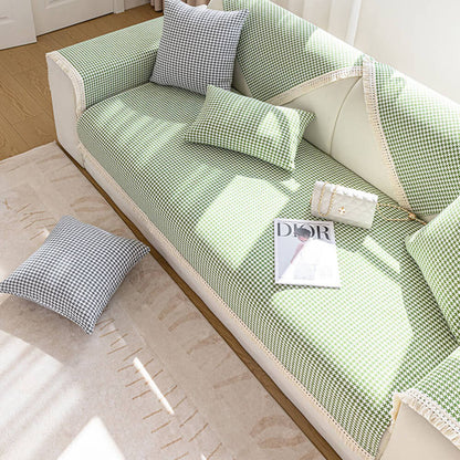 Classic Check Plush Throw Sofa Slipcover