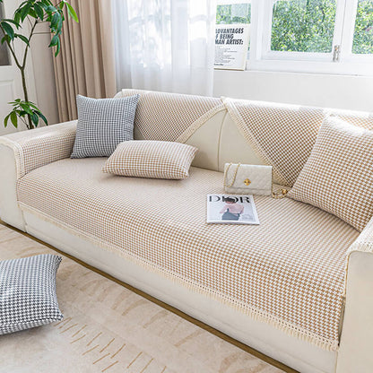 Classic Check Plush Throw Sofa Slipcover