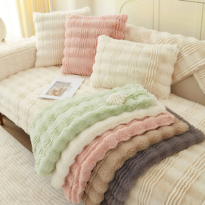 Plush Soft Faux Fur Non Slip Sofa Protector - Lusomart