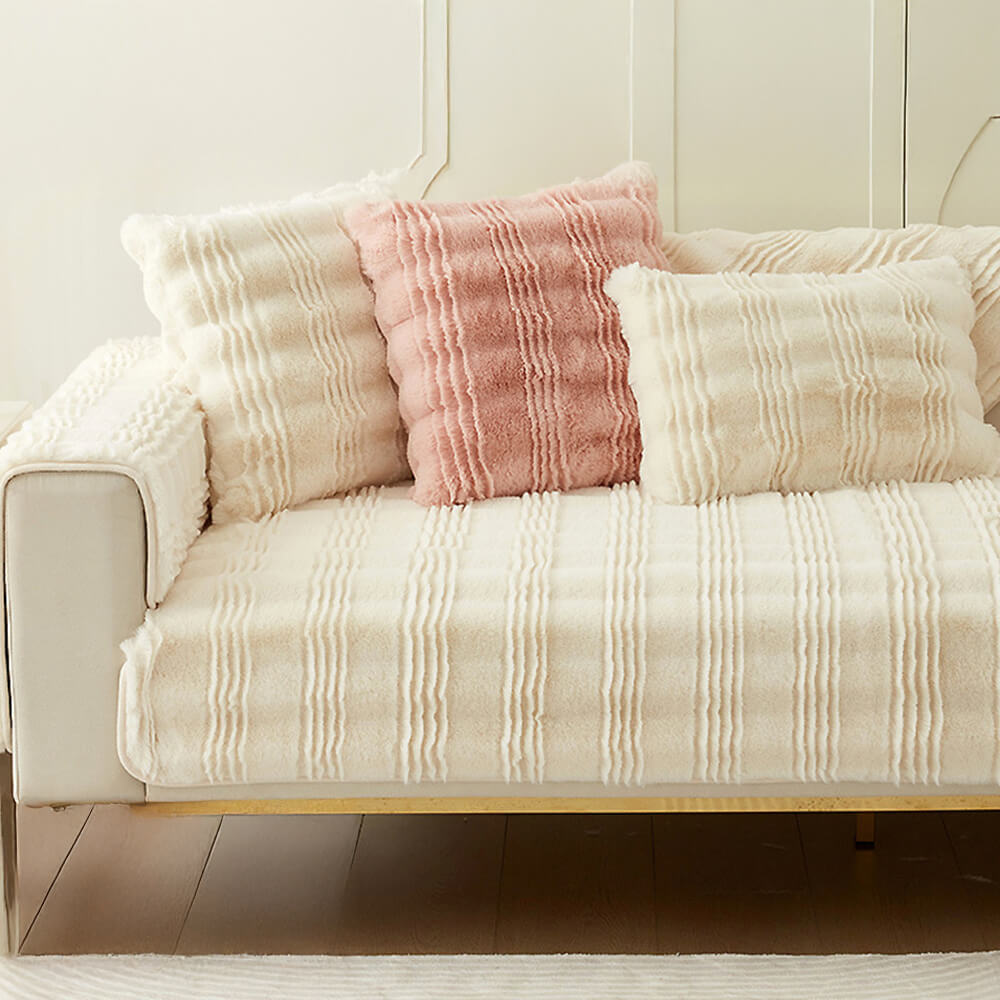 Plush Soft Faux Fur Non Slip Sofa Protector