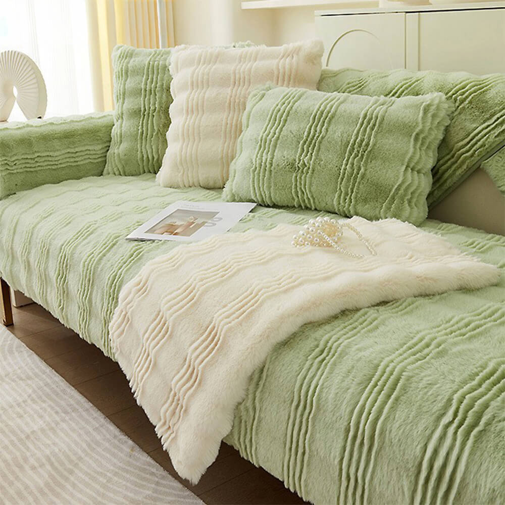 Plush Soft Faux Fur Non Slip Sofa Protector