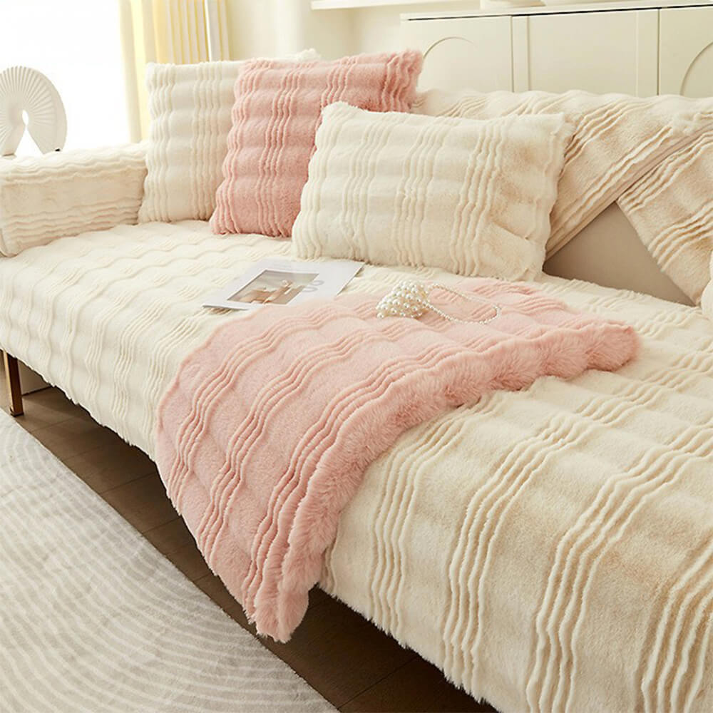Plush Soft Faux Fur Non Slip Sofa Protector