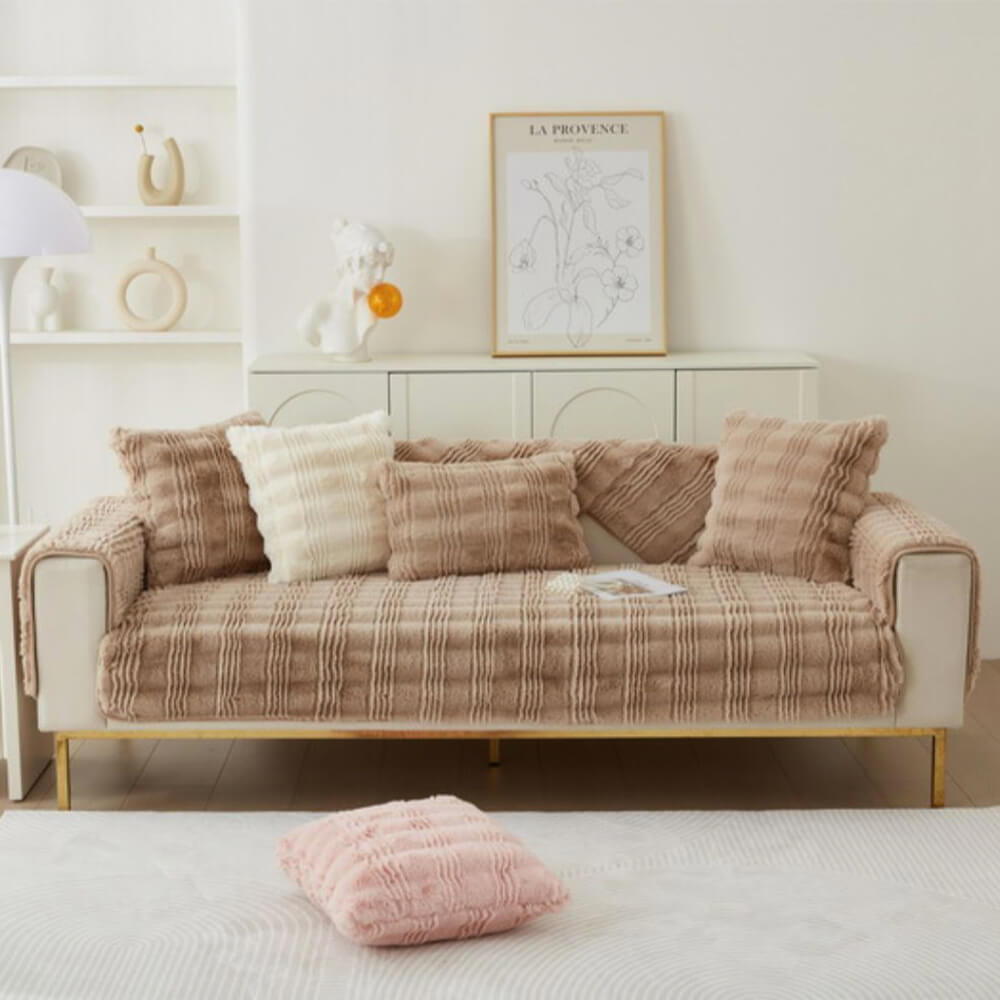 Plush Soft Faux Fur Non Slip Sofa Protector