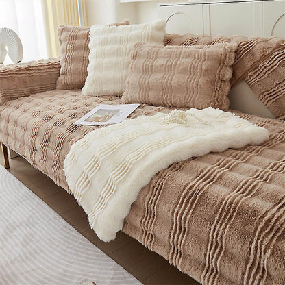Plush Soft Faux Fur Non Slip Sofa Protector