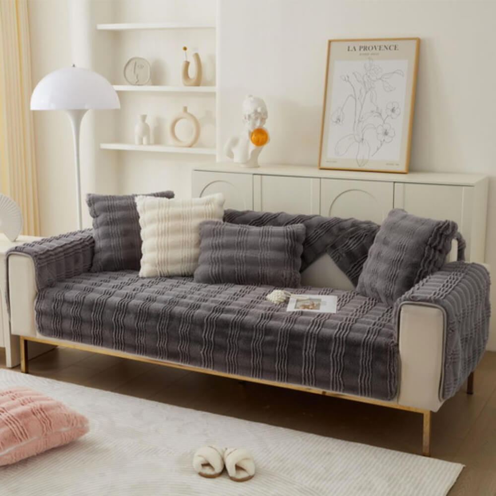 Plush Soft Faux Fur Non Slip Sofa Protector