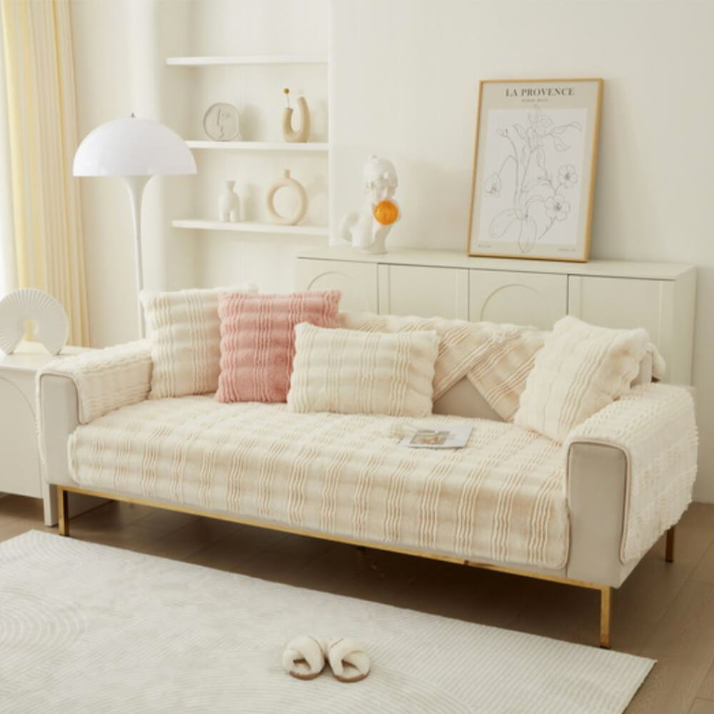 Plush Soft Faux Fur Non Slip Sofa Protector
