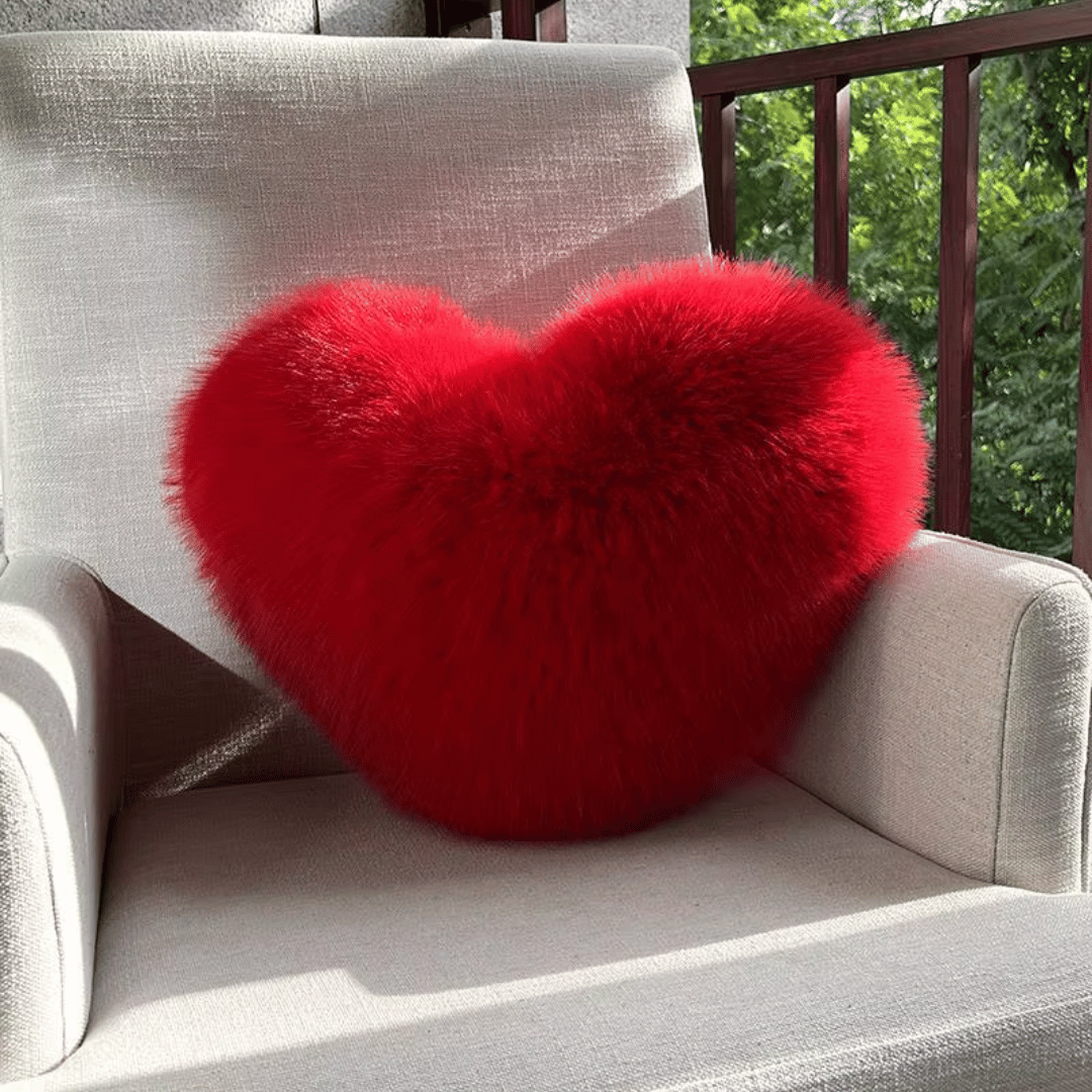 FurLuxe | Cozy Elegant Heart-Shaped Faux Fur Pillow for Modern Decor 6
