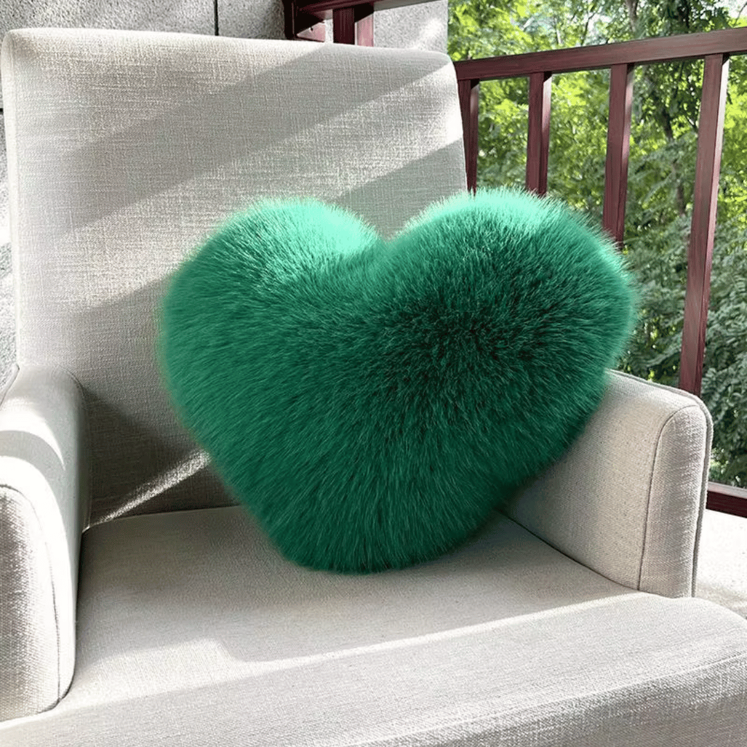 FurLuxe | Cozy Elegant Heart-Shaped Faux Fur Pillow for Modern Decor 8