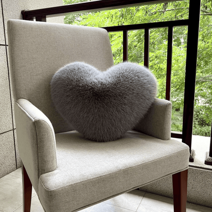 FurLuxe | Cozy Elegant Heart-Shaped Faux Fur Pillow for Modern Decor 9