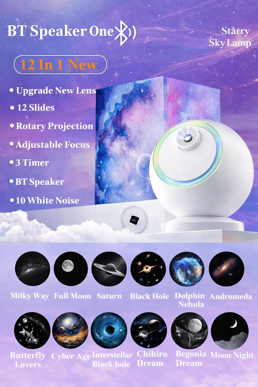 Cosmic LED Night Lamp Bluetooth Rotating Star Projector