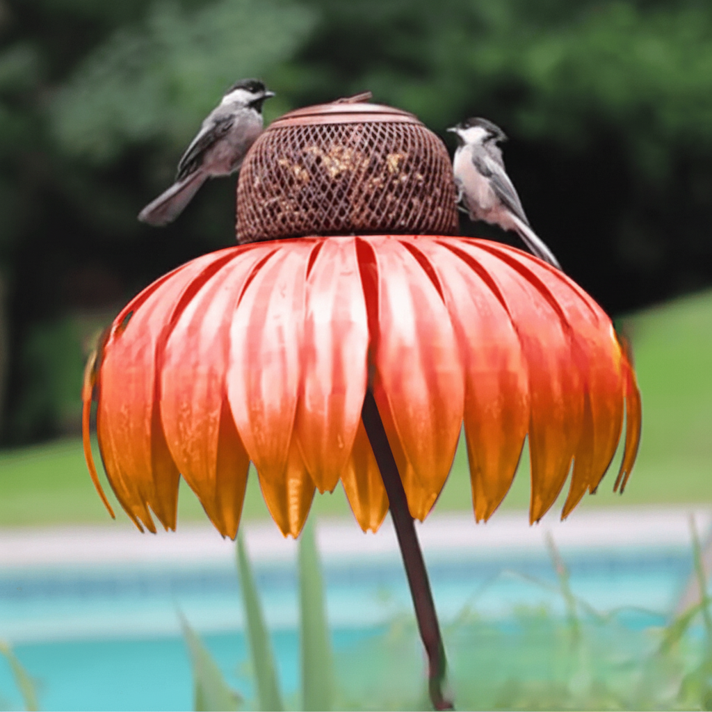 Easy Fill Metal Sunflower Bird Feeder Hanging Outdoor