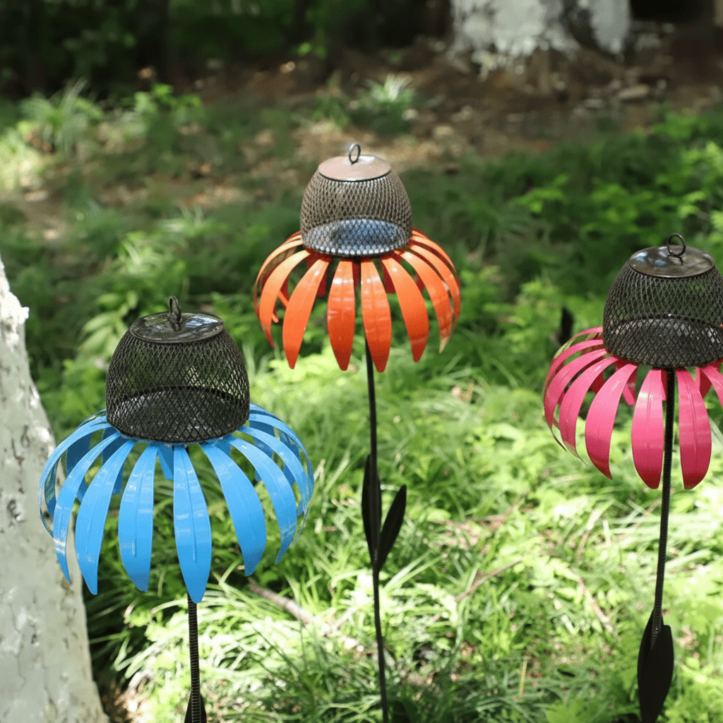 Easy Fill Metal Sunflower Bird Feeder Hanging Outdoor