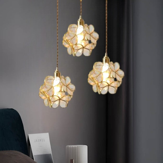 Elegant Flower Glass Hanging Lamp