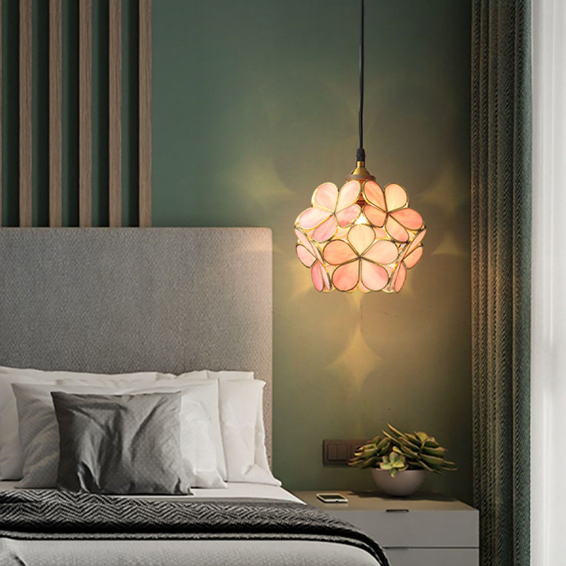 Elegant Flower Glass Hanging Lamp