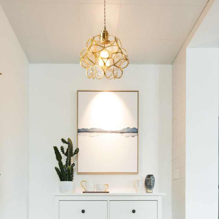 Elegant Flower Glass Hanging Lamp