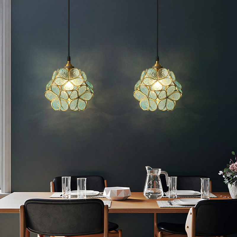 Elegant Flower Glass Hanging Lamp