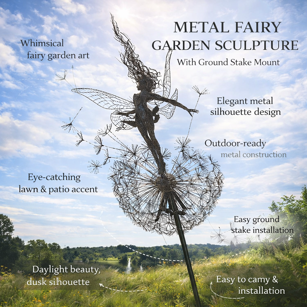 Colorful Outdoor Metal Fairy Garden Statue Stake