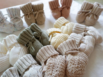 Knitted Leather Baby Booties - Warm, Comfortable, and Stylish in Various Sizes 3