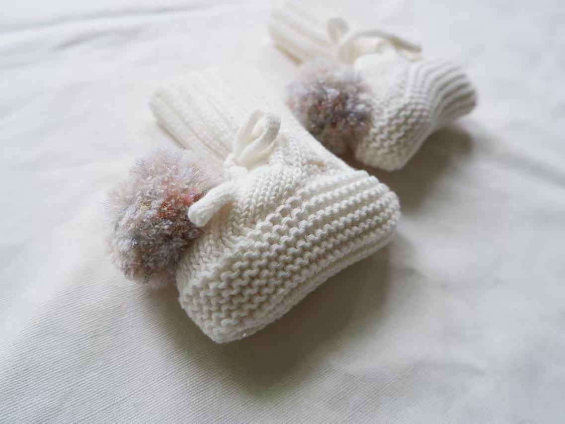 Knitted Leather Baby Booties - Warm, Comfy, and Stylish in Various Sizes 6